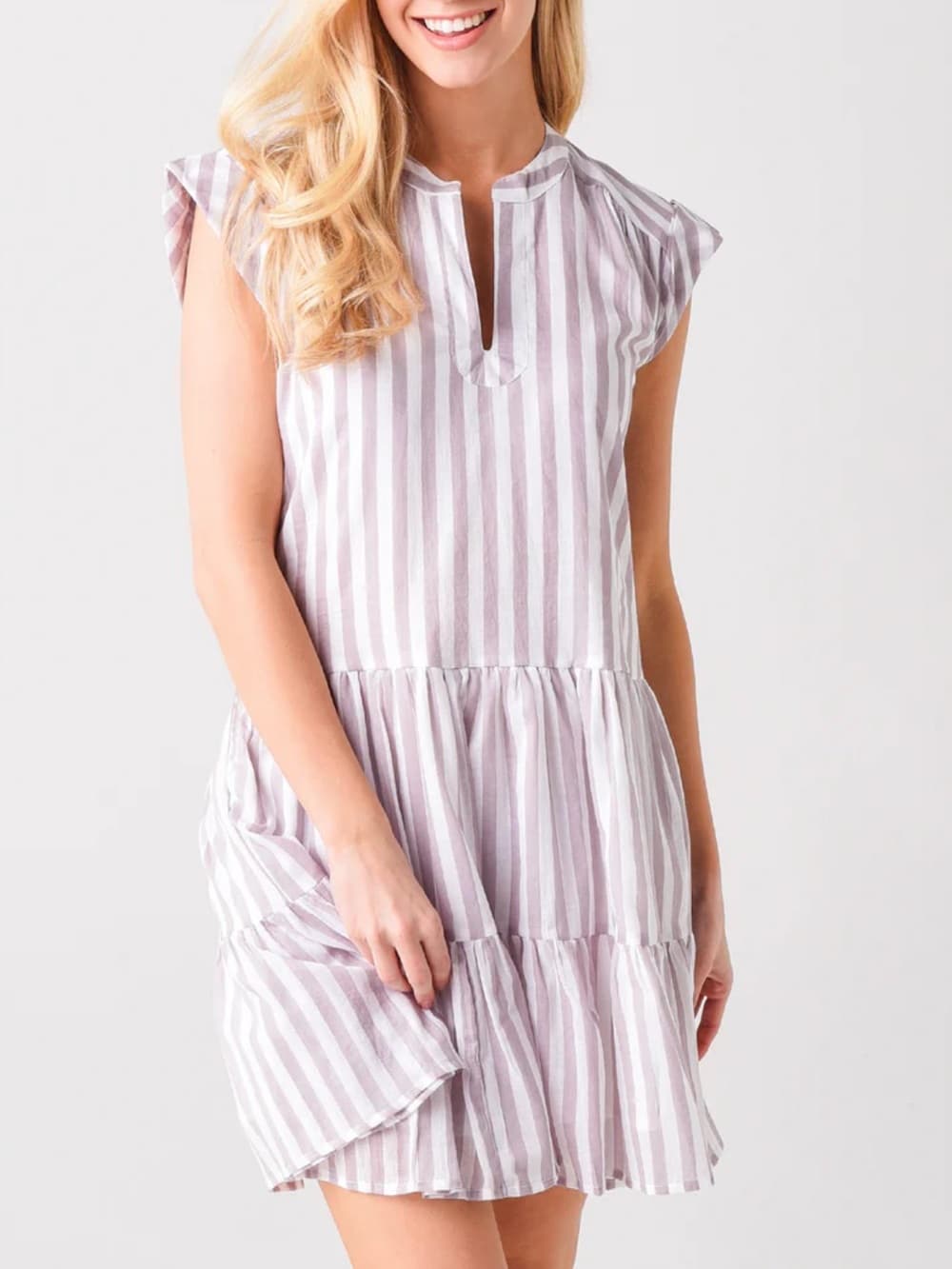 Oliphant Tan-Striped Tiered Tunic size medium - Thumbnail 5