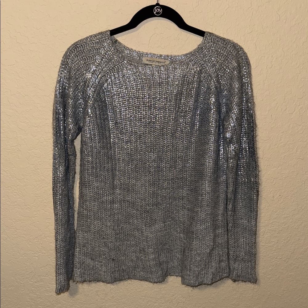 Rinascimento Italy Shimmering Silver Sweater Knit Top small/medium - Thumbnail 3