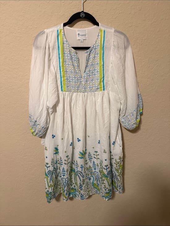 Islapayal White Floral Shirt Dress - Small - Thumbnail 4
