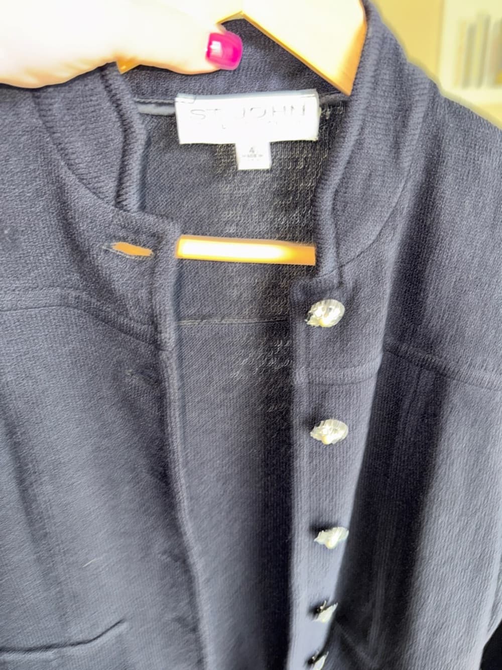 St. John Black Long Cardigan Jacket with Decorative Buttons - Thumbnail 6