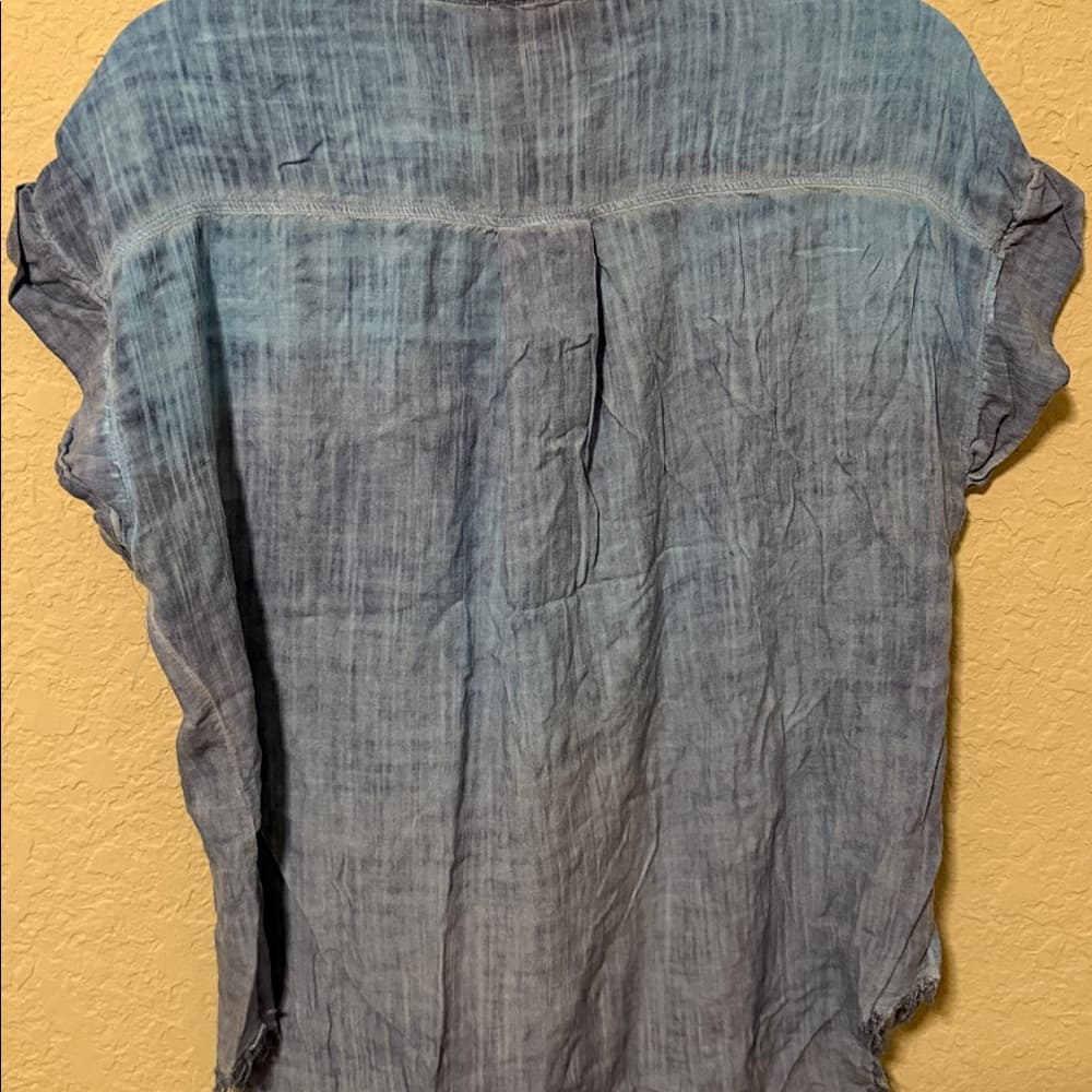 Umgee Light Blue Washed Button-Up Shirt size small - Thumbnail 2