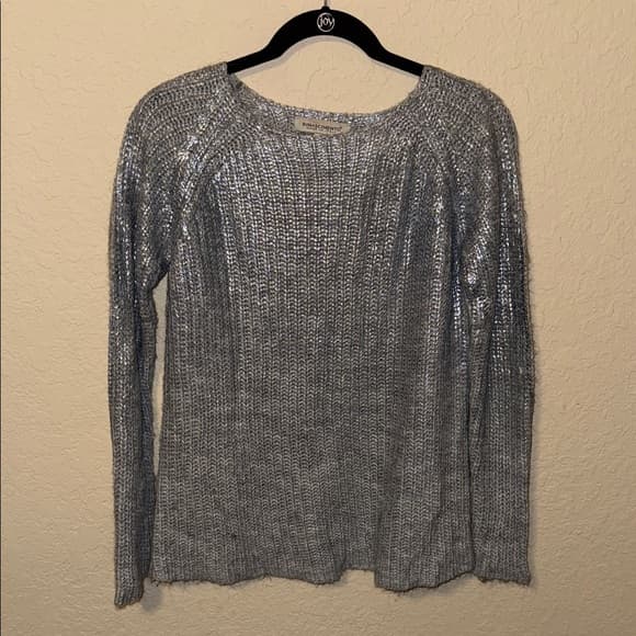 Rinascimento Italy Shimmering Silver Sweater Knit Top small/medium - Thumbnail 4