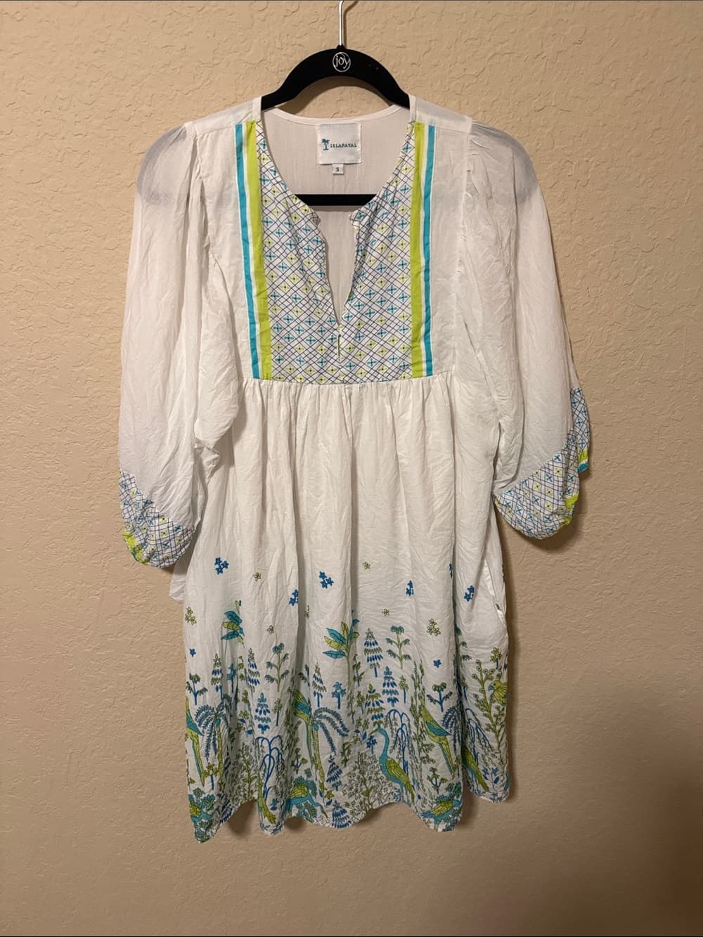 Islapayal White Floral Shirt Dress - Small - Thumbnail 3