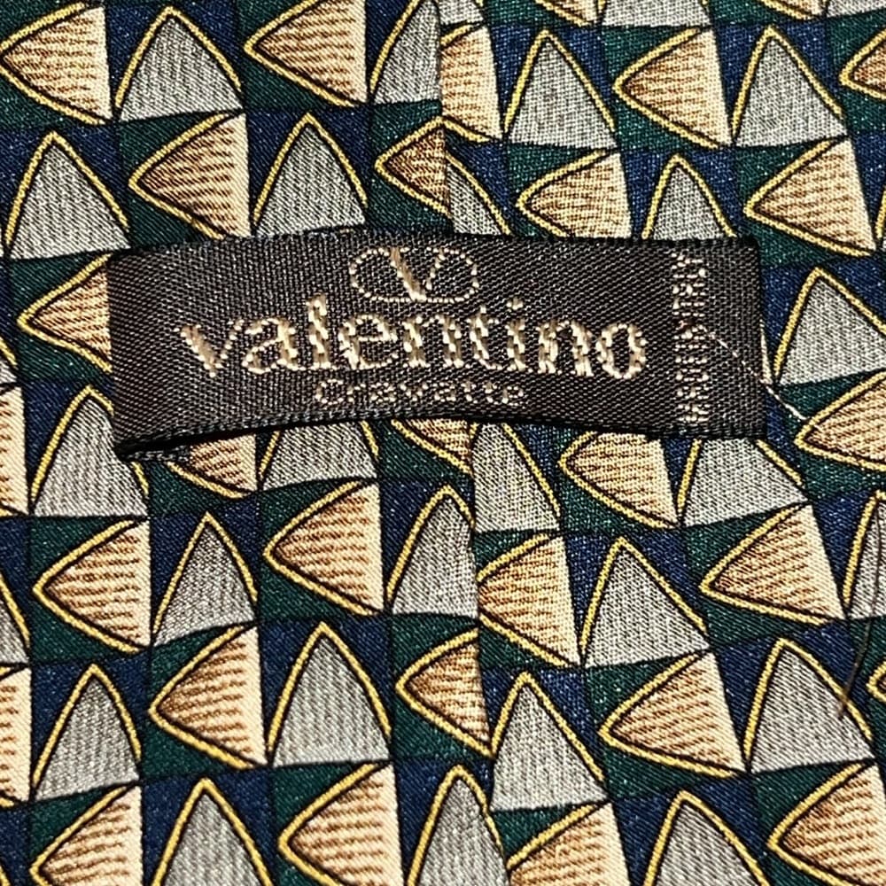 Valentino Black and Gold Geometric Silk Tie - Thumbnail 2