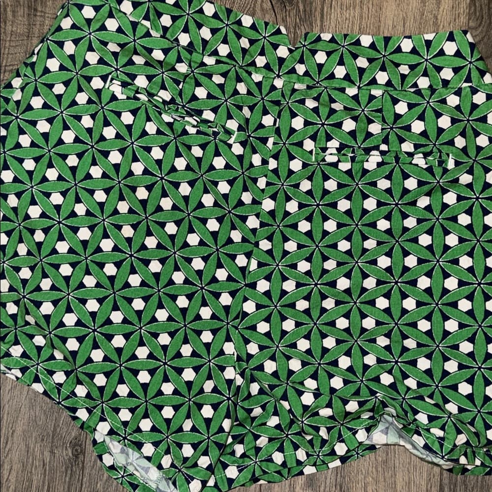 Maeve Anthropologie Green Geo-Print High Waist Shorts size 10 - Thumbnail 3