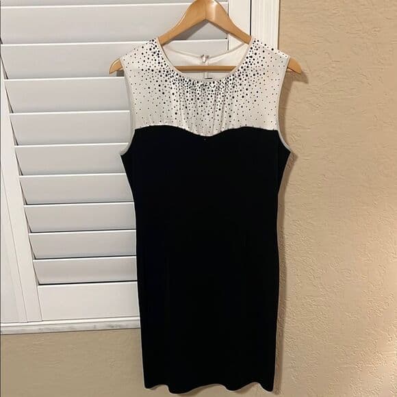 Elegant Black and White Sleeveless Dress - Thumbnail 7