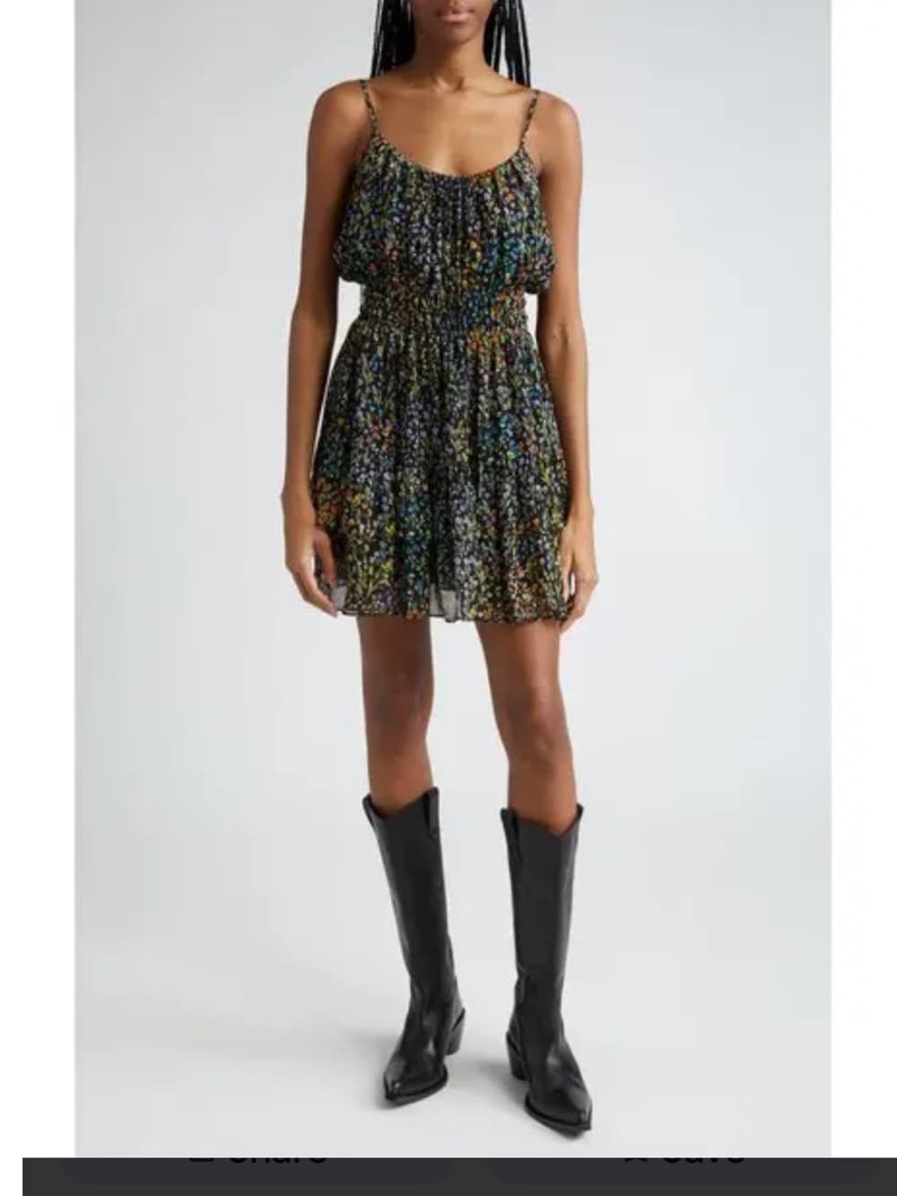 Ramy Brook Black Floral Smocked Camisole dress with Multicolor Bouquet size m - Thumbnail 5