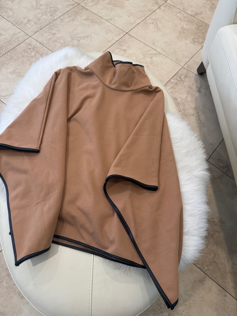 Tuckernuck Camel Coat with Black Trim cape one size - Thumbnail 3