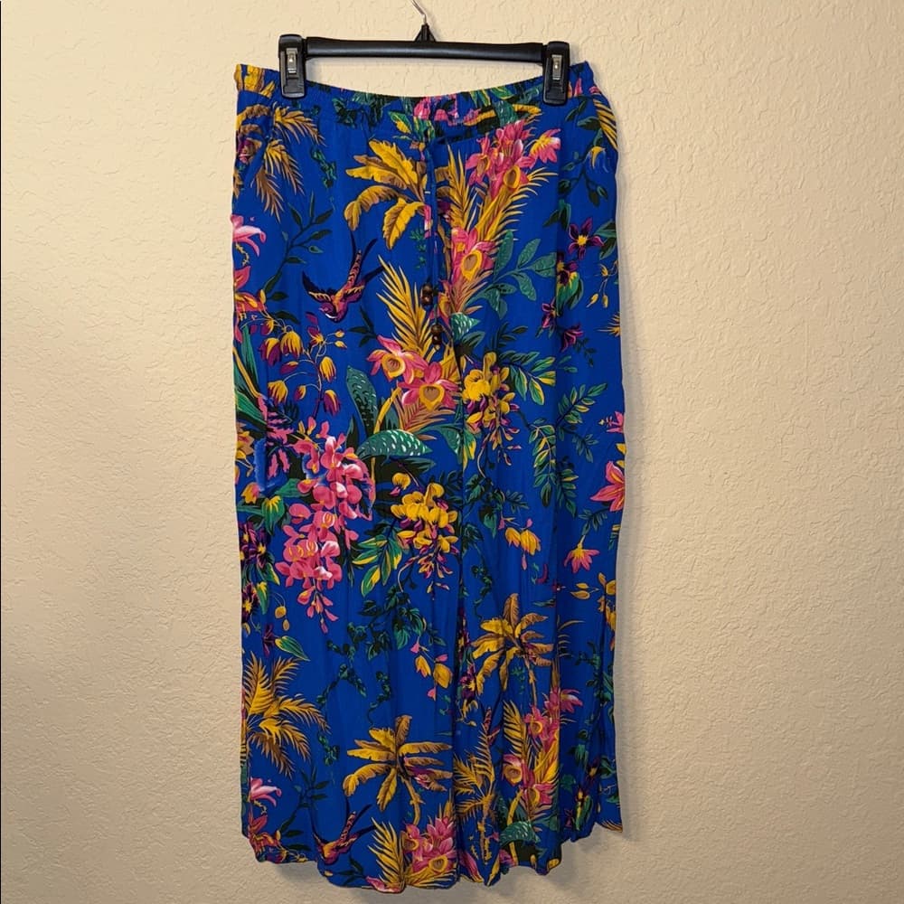Cynthia Rowley Vibrant Blue Floral pants medium - Thumbnail 4
