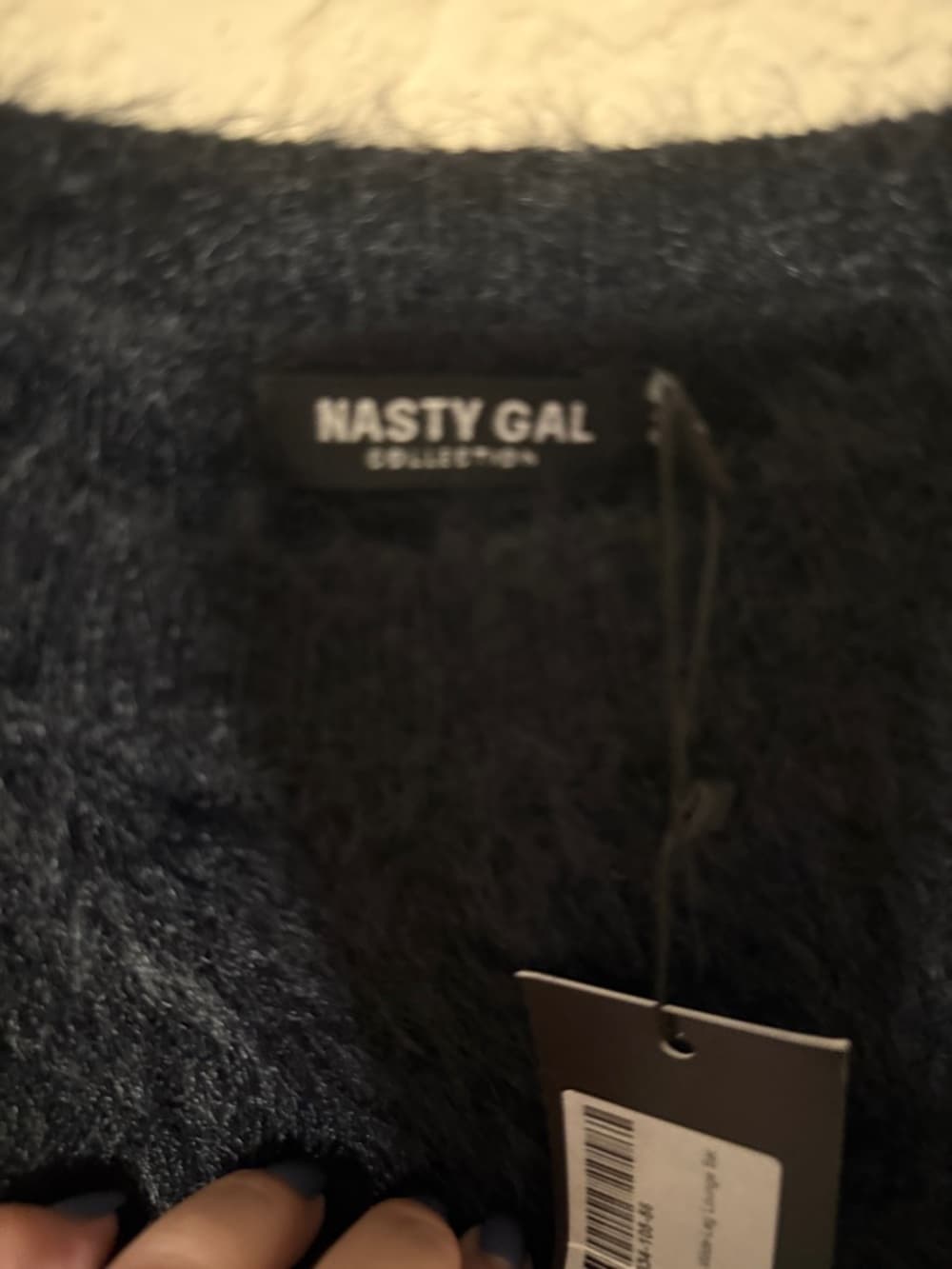 Nasty Gal Black Fuzzy Knit Top size medium nwt - Thumbnail 2