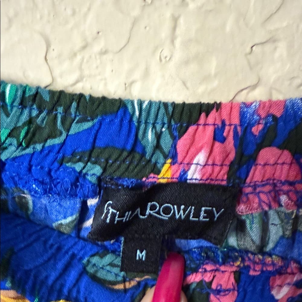 Cynthia Rowley Vibrant Blue Floral pants medium - Thumbnail 2