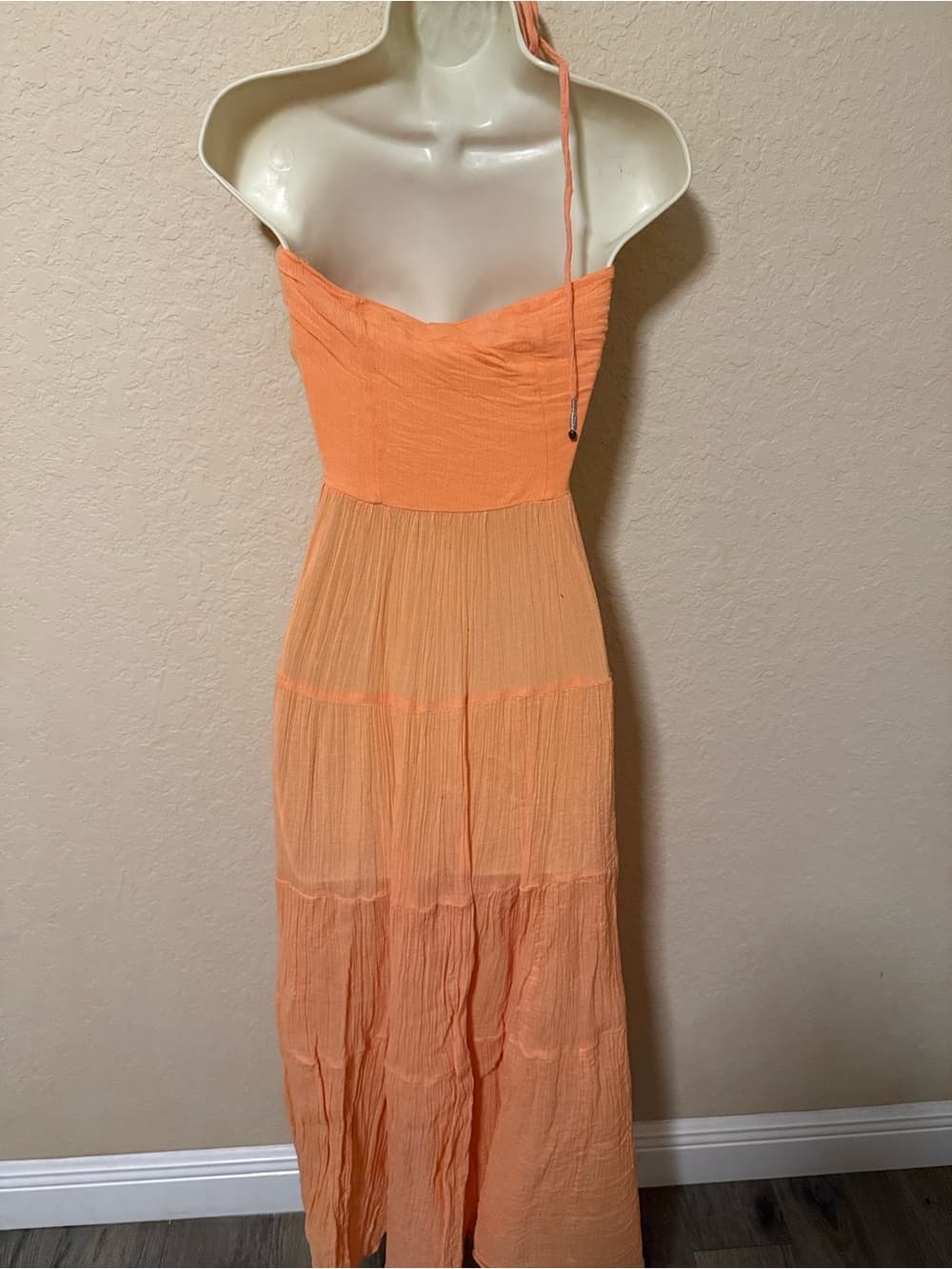 Free People Endless Summer Orange Halter Tiered Maxi Dress xs - Thumbnail 5