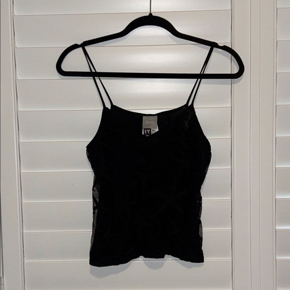 Versace Black Camisole Starfish Tank with Spaghetti Straps size medium Y2K