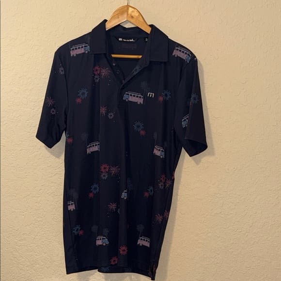 Travis Mathew Navy Polo with Patriotic Design medium - Thumbnail 4