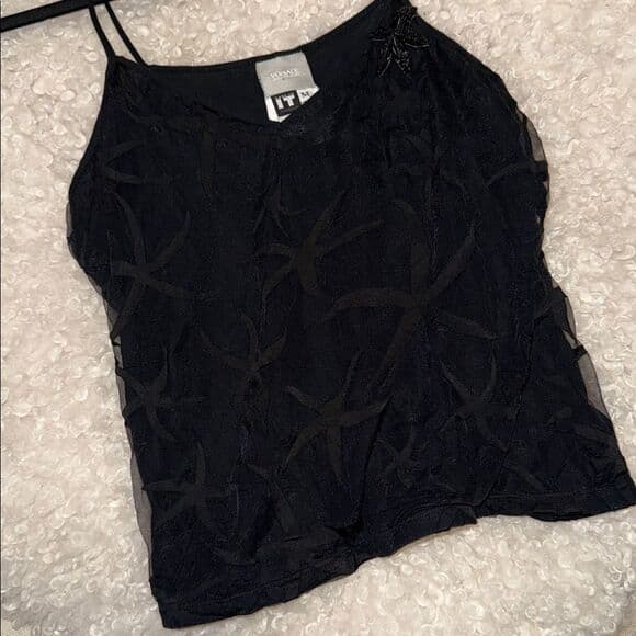 Versace Black Camisole Starfish Tank with Spaghetti Straps size medium Y2K - Thumbnail 6