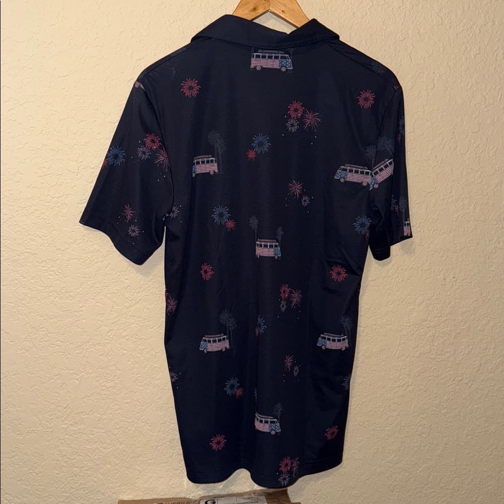 Travis Mathew Navy Polo with Patriotic Design medium - Thumbnail 2