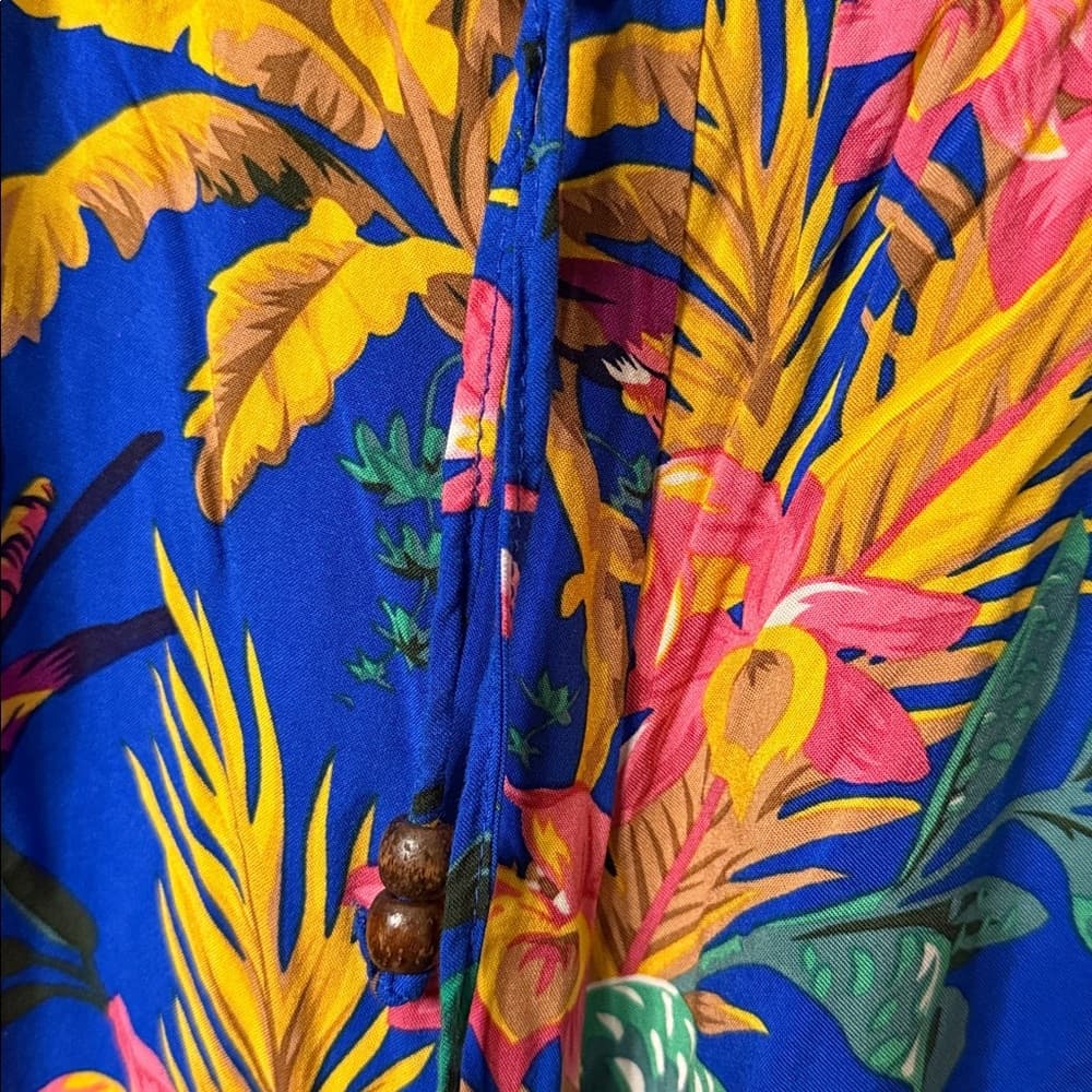 Cynthia Rowley Vibrant Blue Floral pants medium - Thumbnail 3