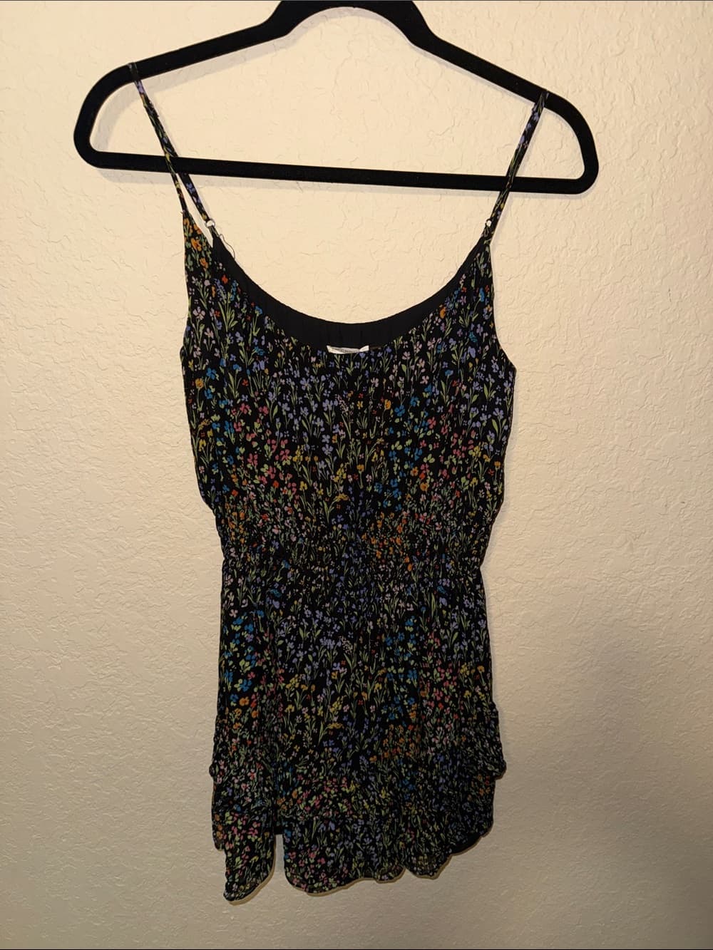 Ramy Brook Black Floral Smocked Camisole dress with Multicolor Bouquet size m - Thumbnail 2