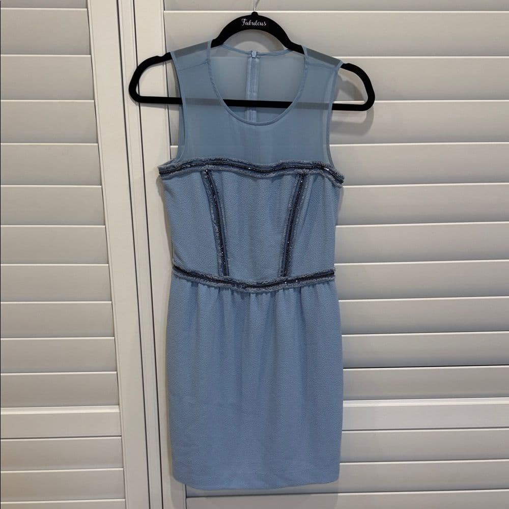 Sandro Light Blue Mini Dress - Thumbnail 3