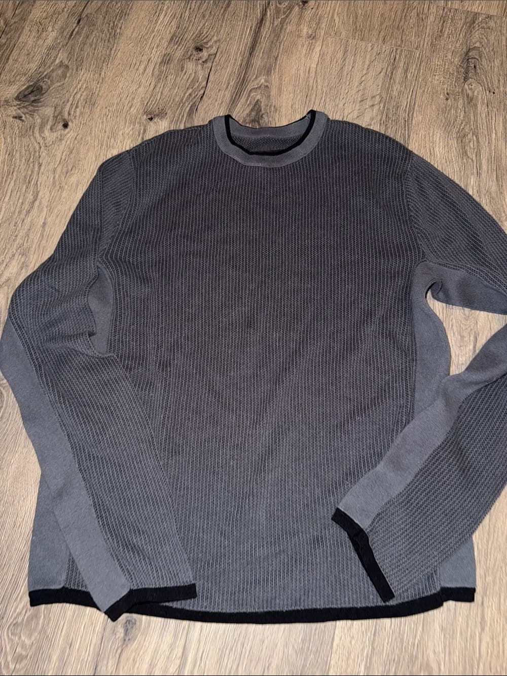 rag & bone Men's Heather Gray Crewneck Sweater with Black Trim - Thumbnail 3