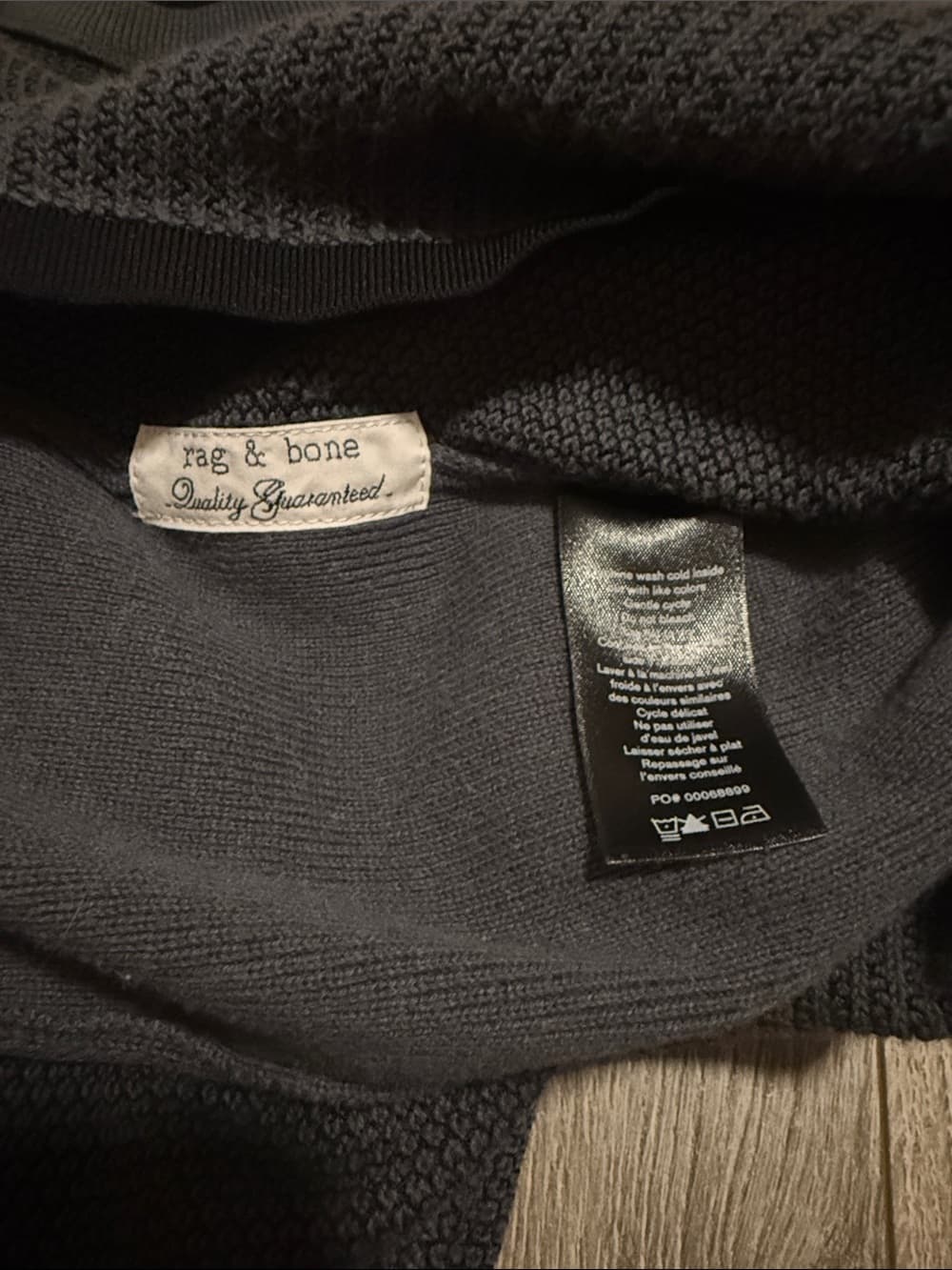 rag & bone Men's Heather Gray Crewneck Sweater with Black Trim - Thumbnail 2