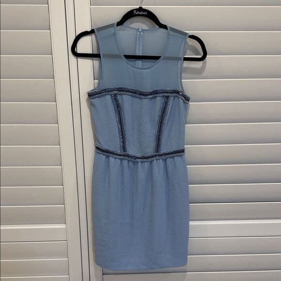 Sandro Light Blue Mini Dress - Thumbnail 4