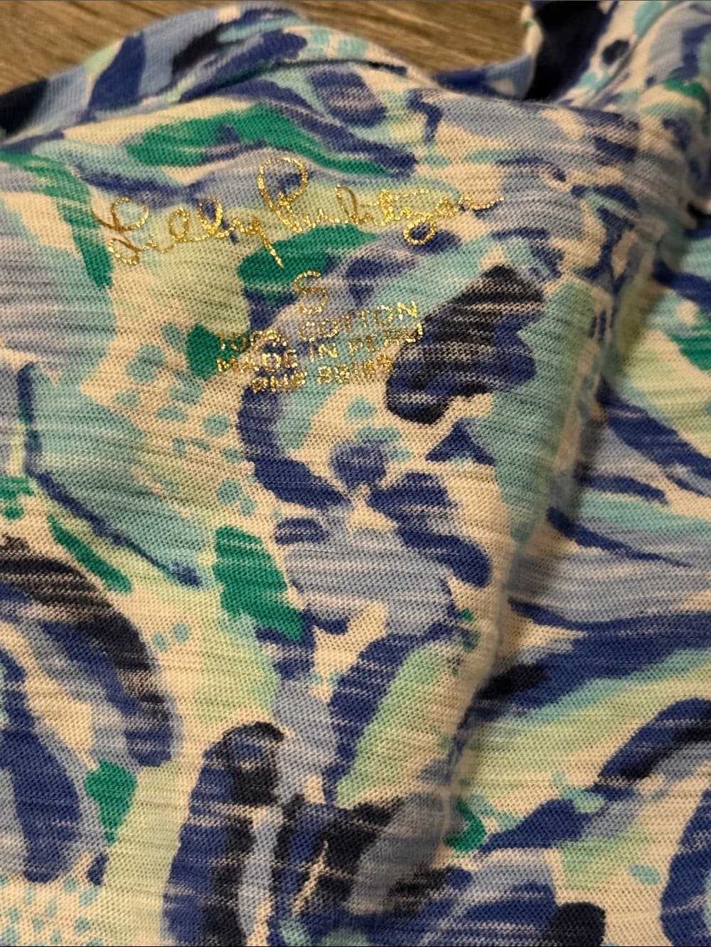 Lilly Pulitzer Blue Aqua Floral V-Neck Short Sleeve Top - Thumbnail 2