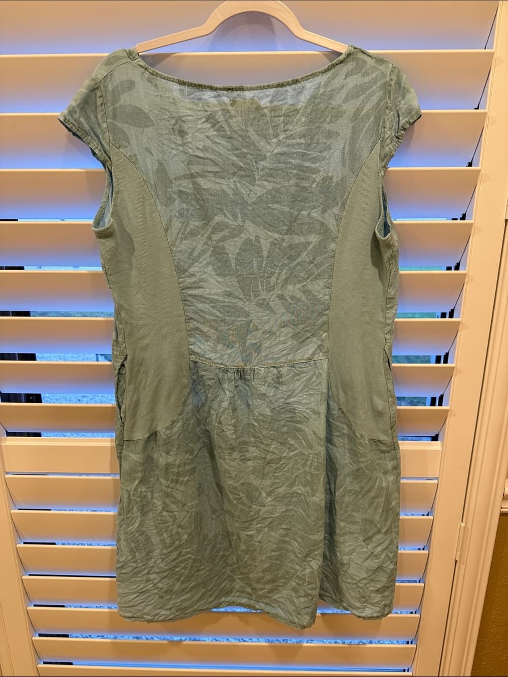 Linen Light Seafoam Green Tropical Print Tunic Dress size xl - Thumbnail 5