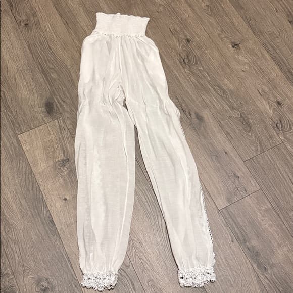 White Smocked pants open sides size XS - Thumbnail 4
