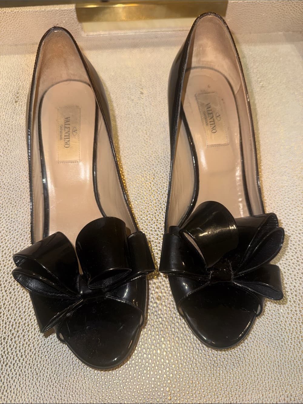 Valentino Black Patent Leather Bow Flats - Women size 37 1/2 - Thumbnail 6