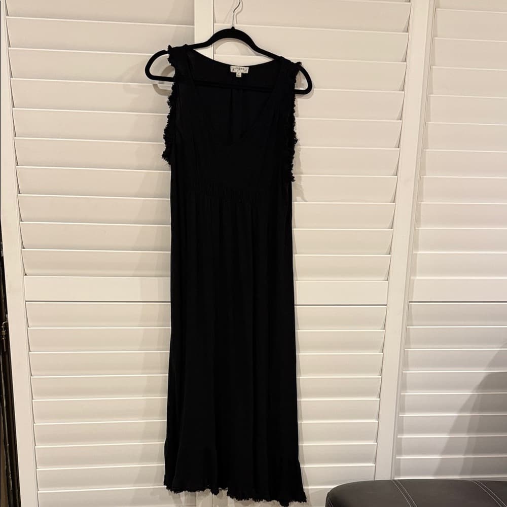 Umgee Black Maxi Dress with Ruffle Details - Thumbnail 3
