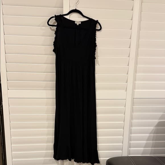 Umgee Black Maxi Dress with Ruffle Details - Thumbnail 4