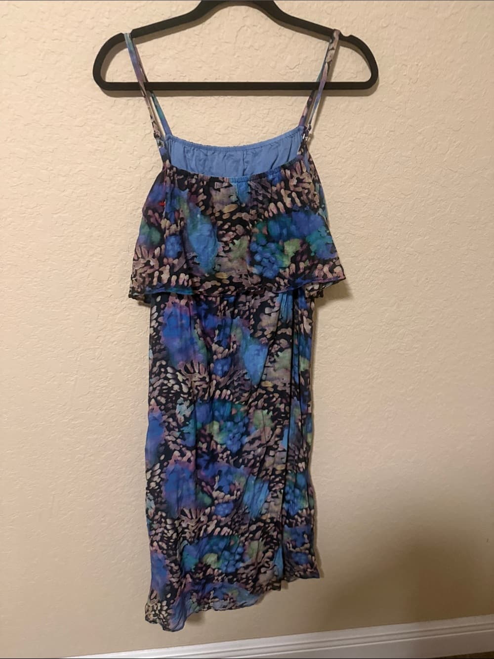 Marimekko Blue Floral Print Spaghetti Strap Sundress