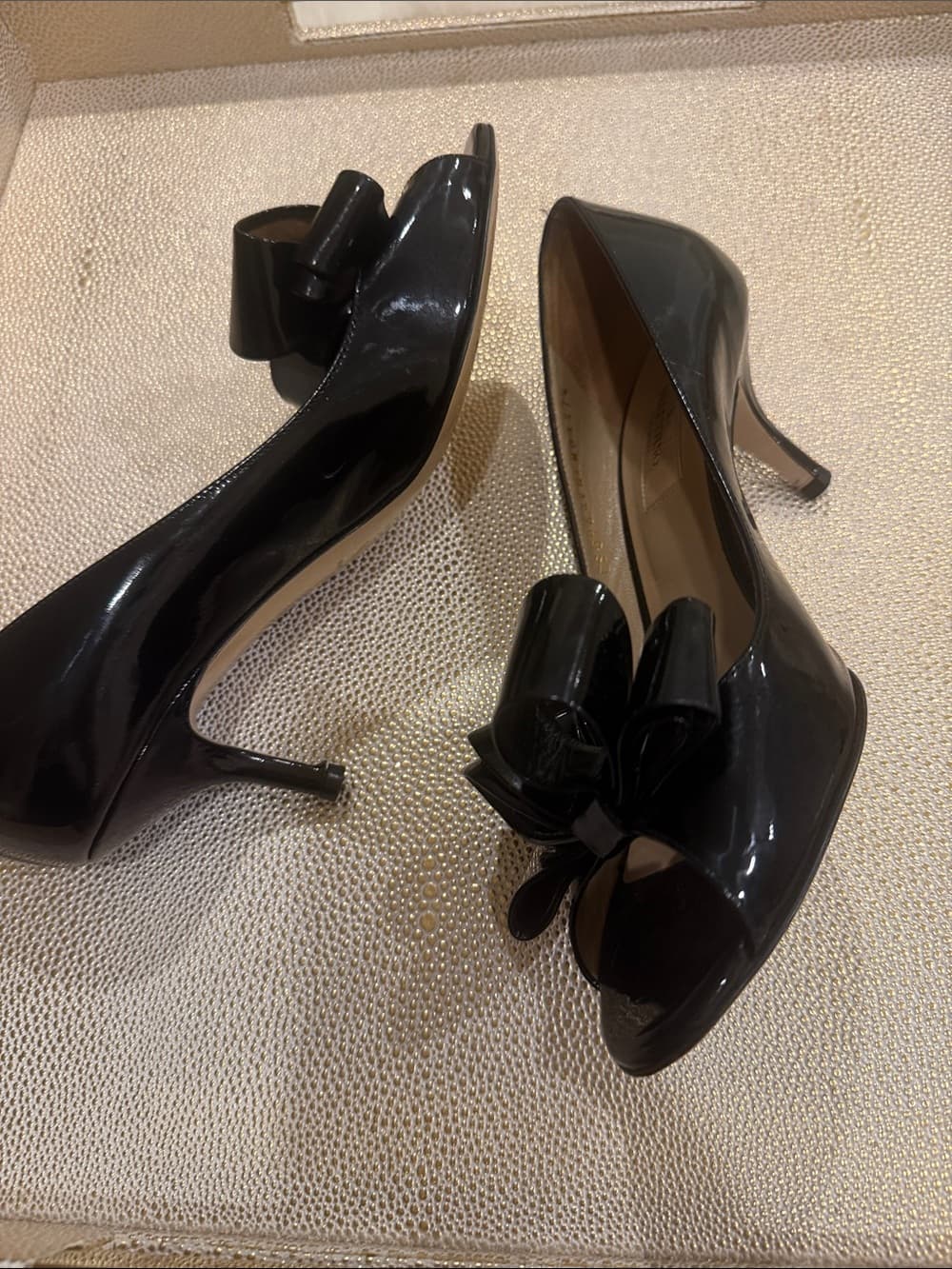 Valentino Black Patent Leather Bow Flats - Women size 37 1/2 - Thumbnail 2