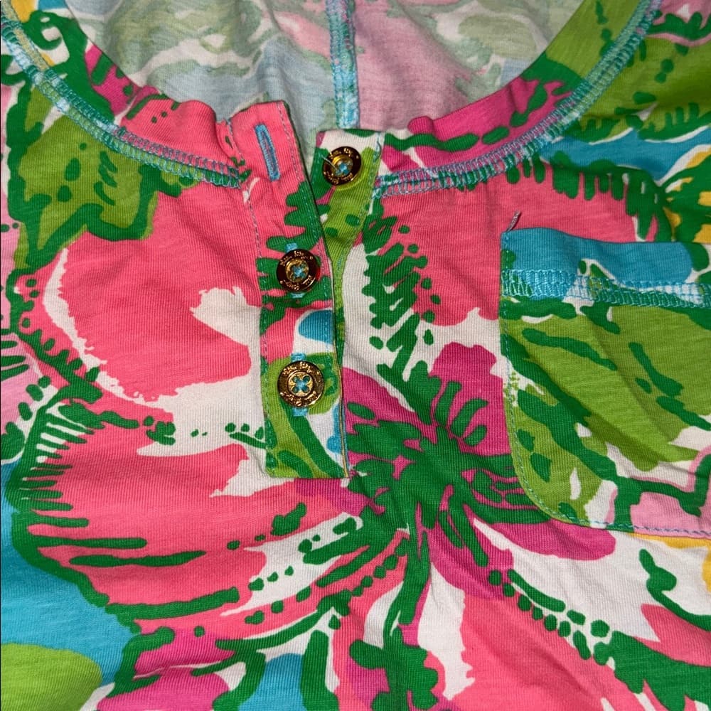 Lilly Pulitzer Pink and Green Floral Dress - Thumbnail 3