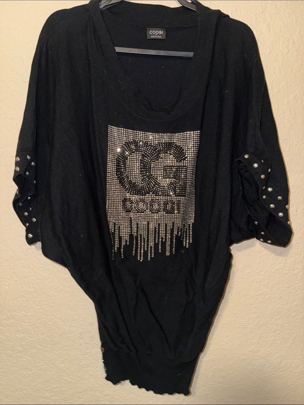 COOGI Black Rhinestone Logo Dolman Tunic - Thumbnail 5