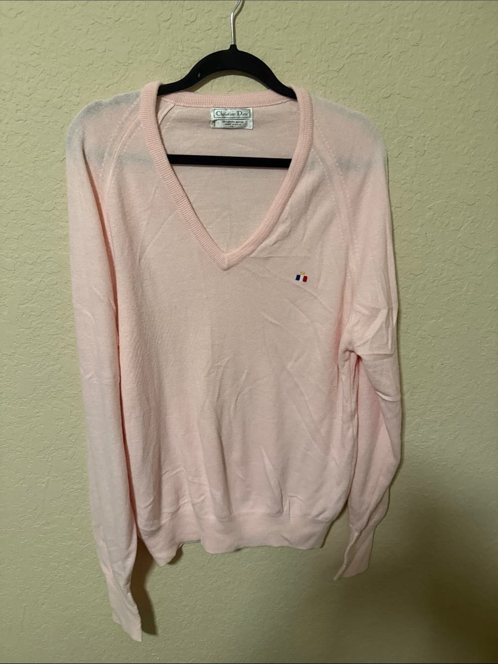 Dior Pastel Pink V-Neck Sweater size large - Thumbnail 4