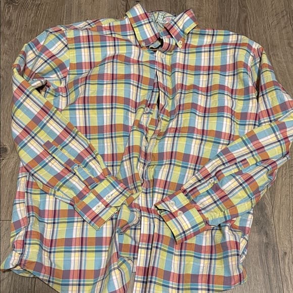 Classic Plaid Button-Down Shirt in Yellow, Blue & Red - Thumbnail 5