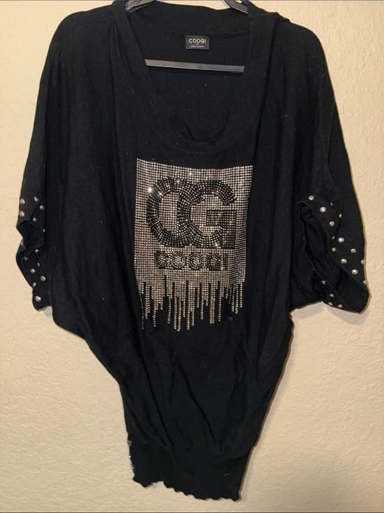 COOGI Black Rhinestone Logo Dolman Tunic - Thumbnail 6