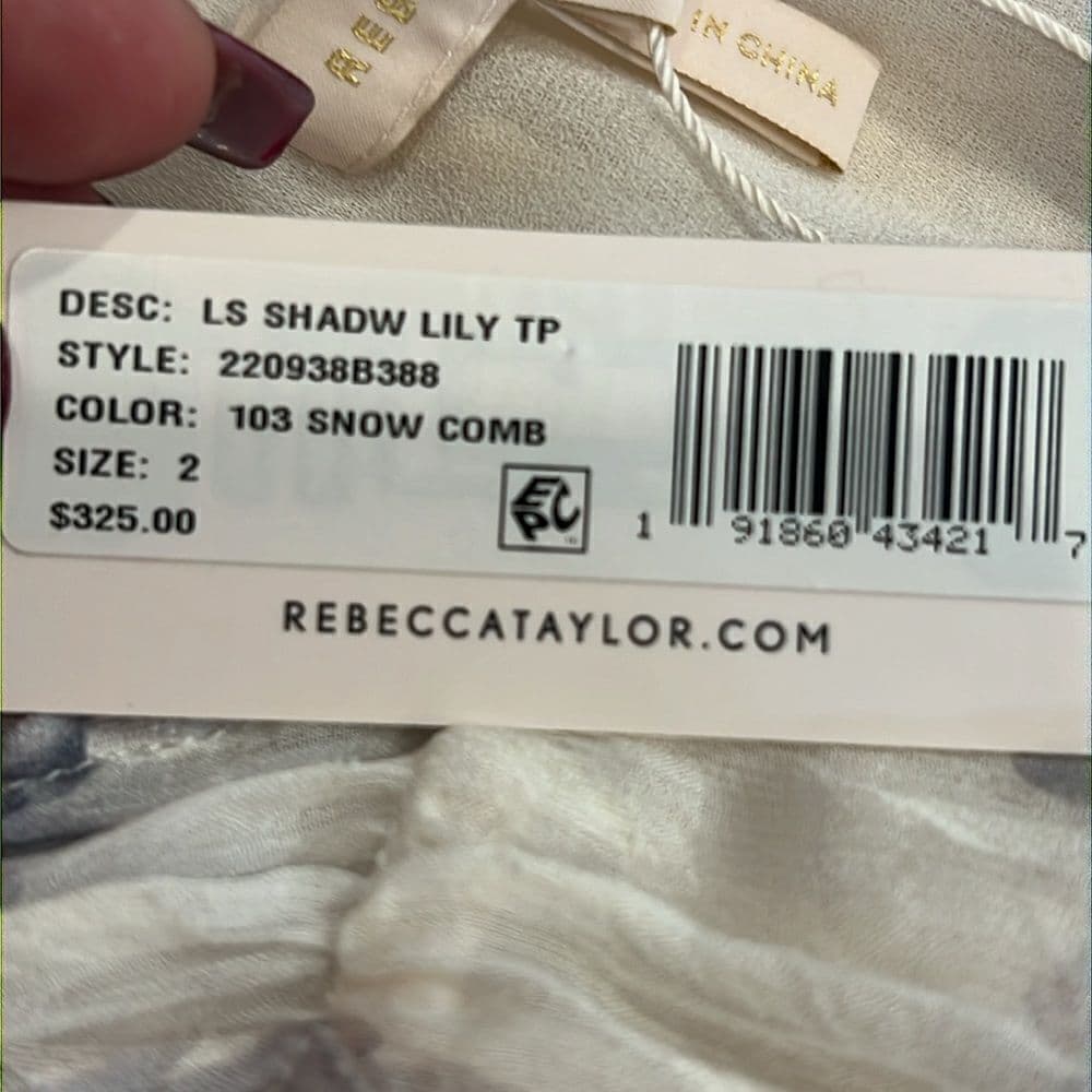 Rebecca Taylor nwt LS Shadow Lilly top blouse size 2 - Thumbnail 4