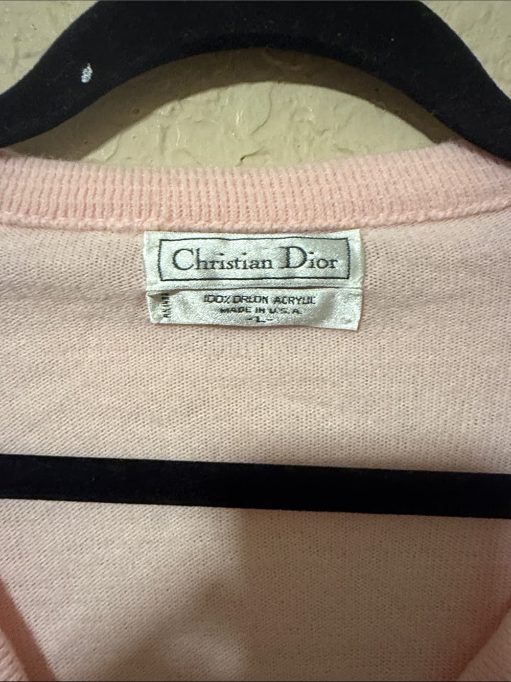 Dior Pastel Pink V-Neck Sweater size large