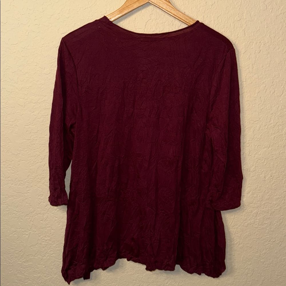 Shana Deep Red Burgundy Yoga Hippie Boho Tunic Top size small - Thumbnail 3
