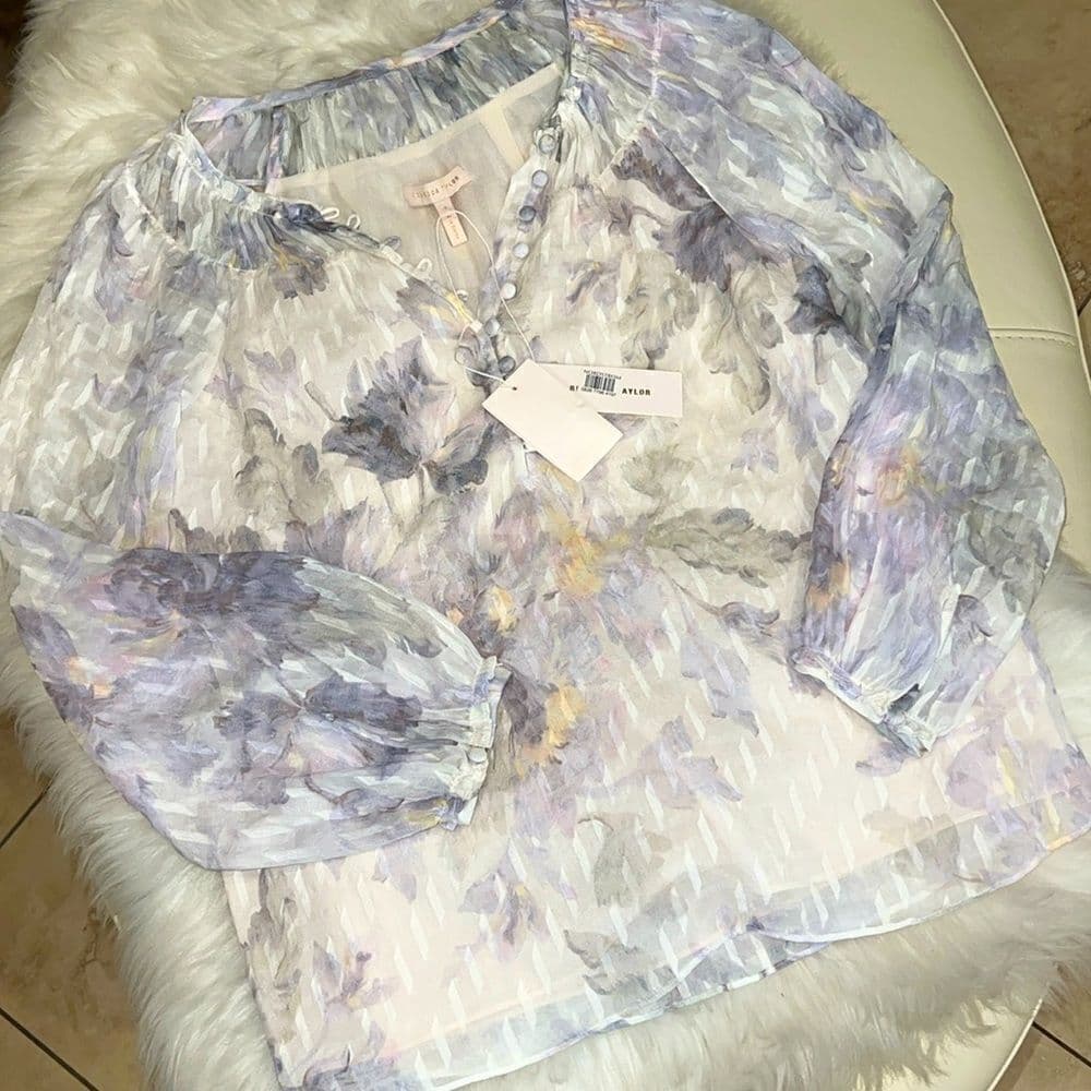 Rebecca Taylor nwt LS Shadow Lilly top blouse size 2
