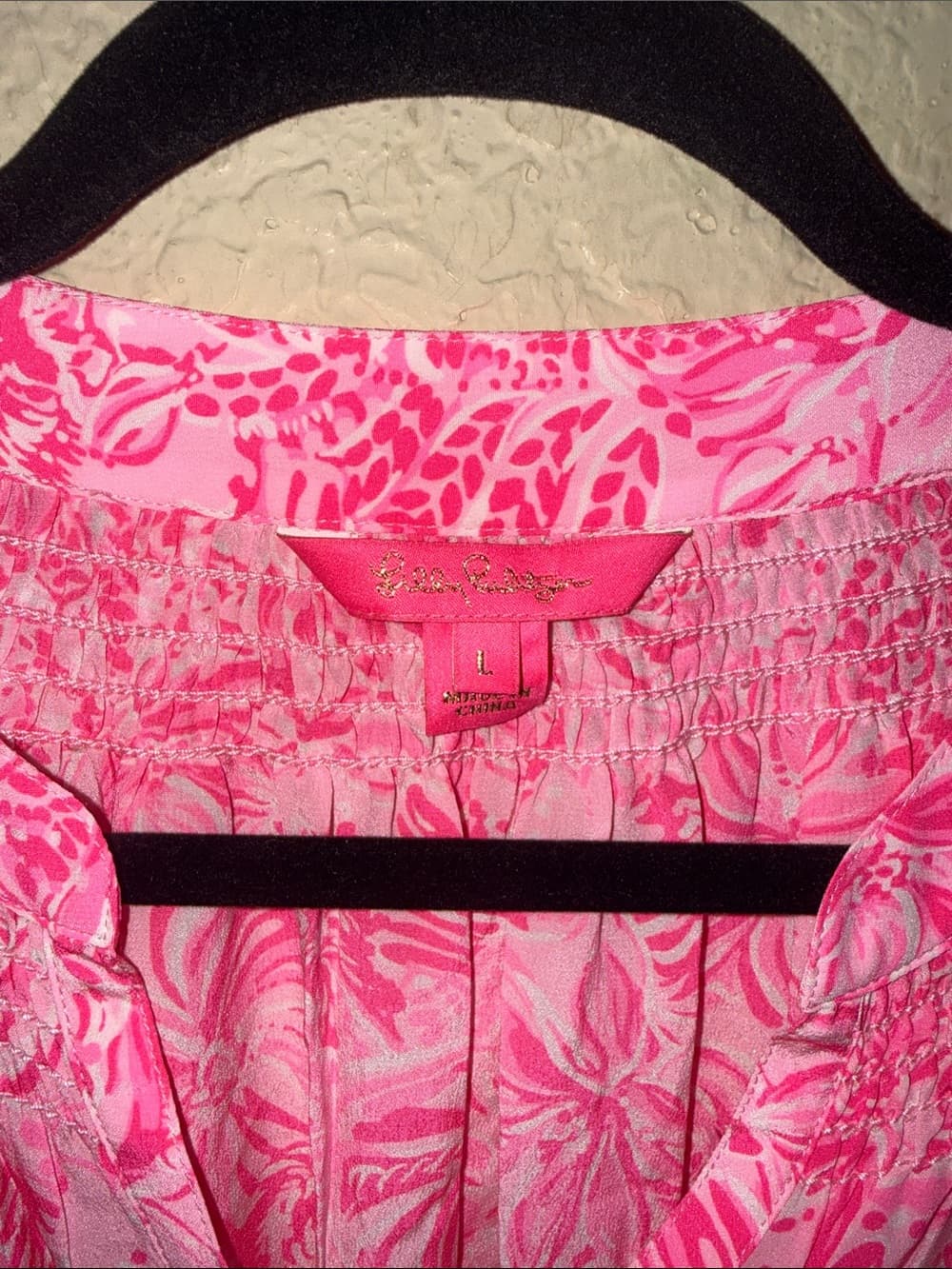 Lilly Pulitzer Elsa Silk Pink Floral Long-Sleeve Tunic Large