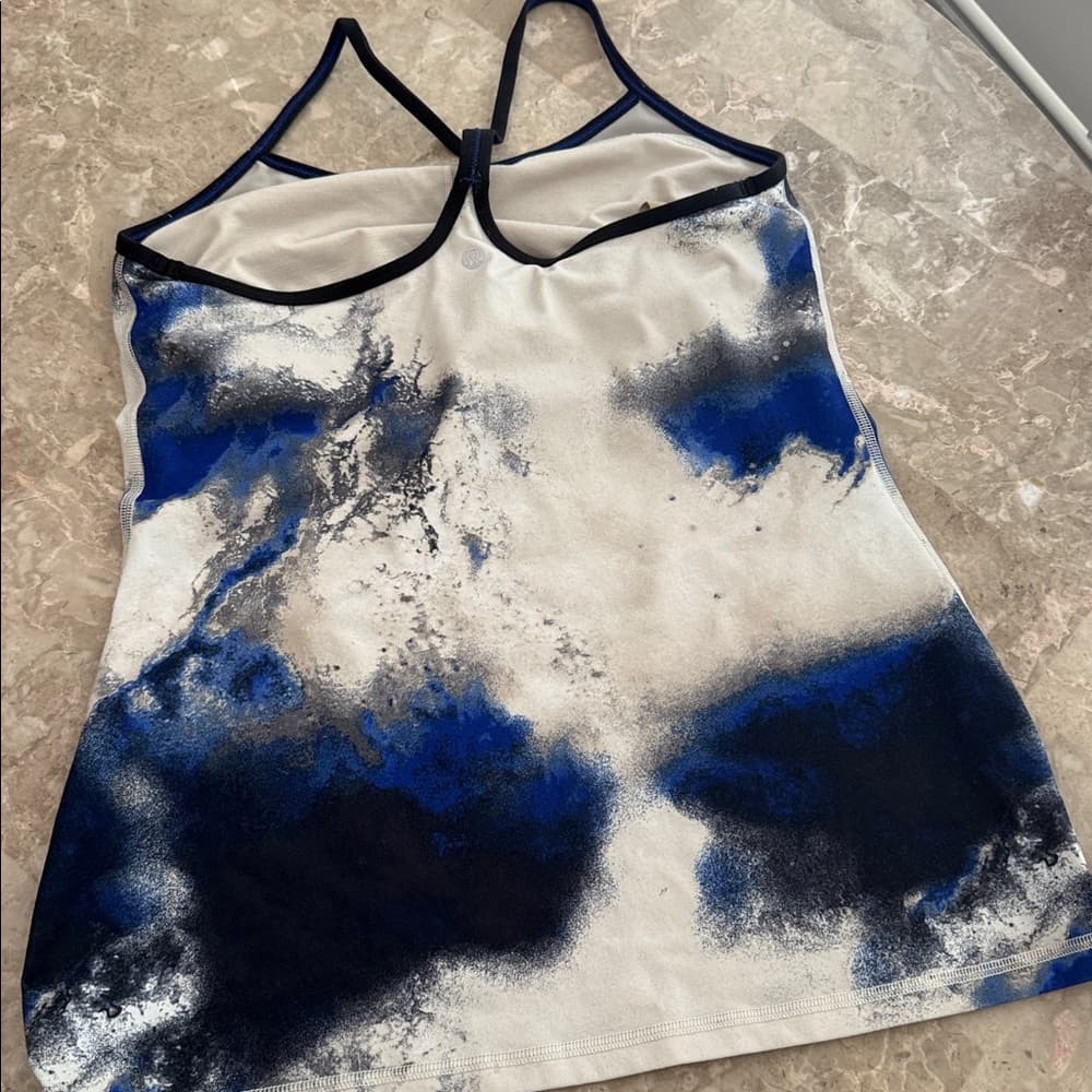 lululemon athletica Blue & White Abstract Spaghetti-Strap Camisole