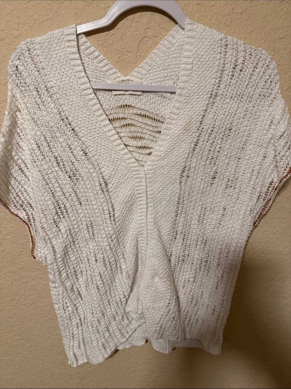 sita murt Cream Knit Women's Top - Thumbnail 5