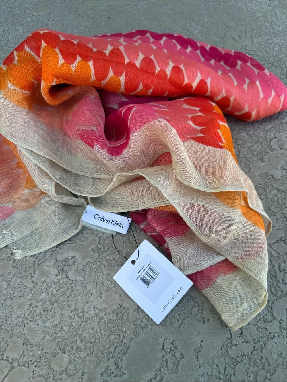 Calvin Klein Pink, Orange & Beige Floral Ombre Wrap