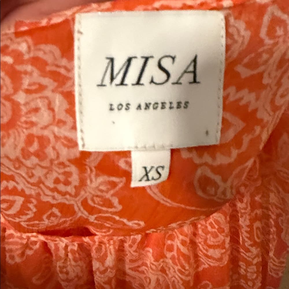 Misa Los Angeles Coral Paisley Ruffle Hem Sundress size xs