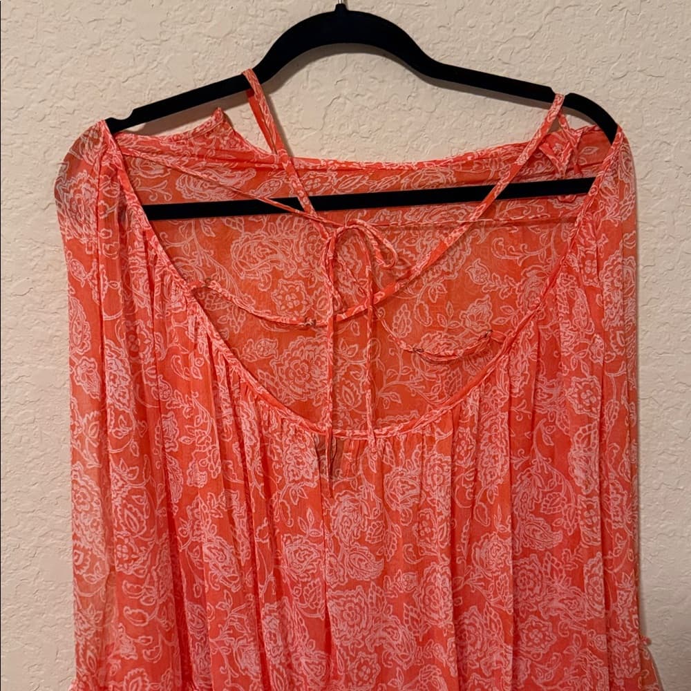 Misa Los Angeles Coral Paisley Ruffle Hem Sundress size xs - Thumbnail 2