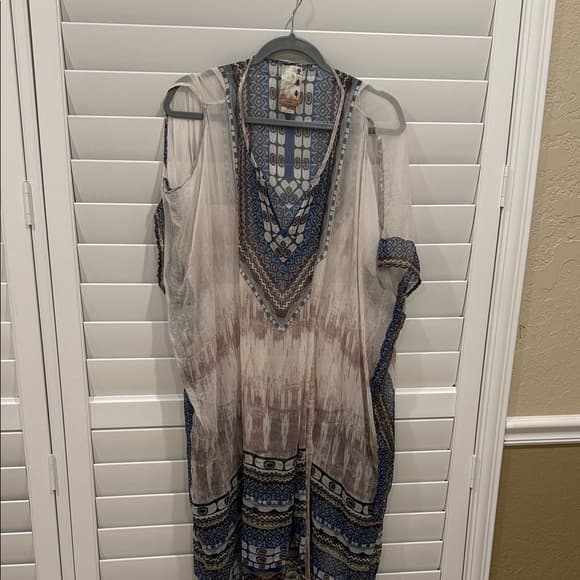 Da-Nang Patterned Sheer Kaftan 100% silk - Thumbnail 4